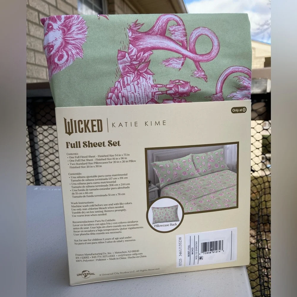 Wicked For Good Katie Kime Artwork Full Sheet Set Green Pink Character Artwork